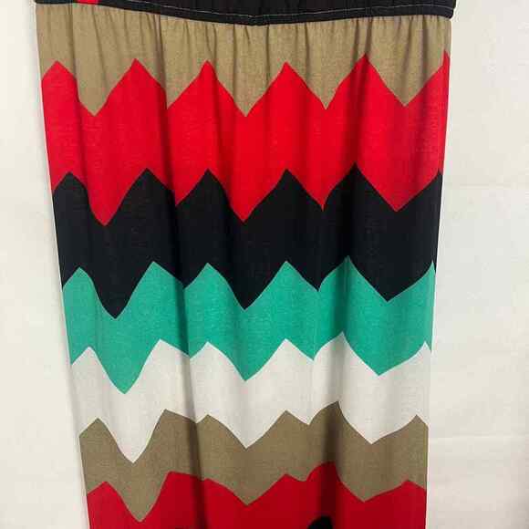 J for Justify Multicolor Chevron Print Short Sleeve Women's Maxi Dress Size 2X - Picture 5 of 13